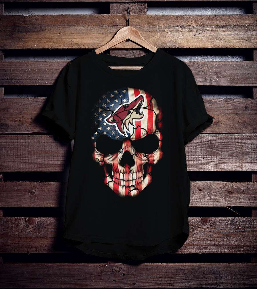 Arizona Coyotes American Flag Skull T-Shirt