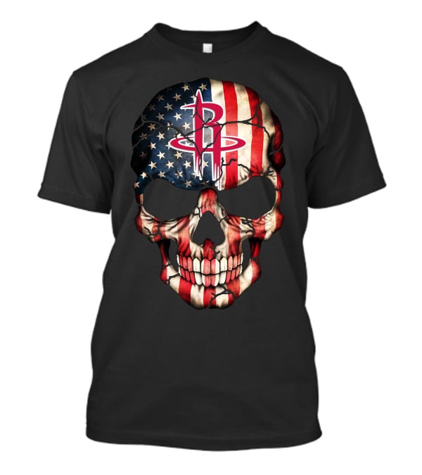 Houston Rockets American Flag Skull T-Shirt