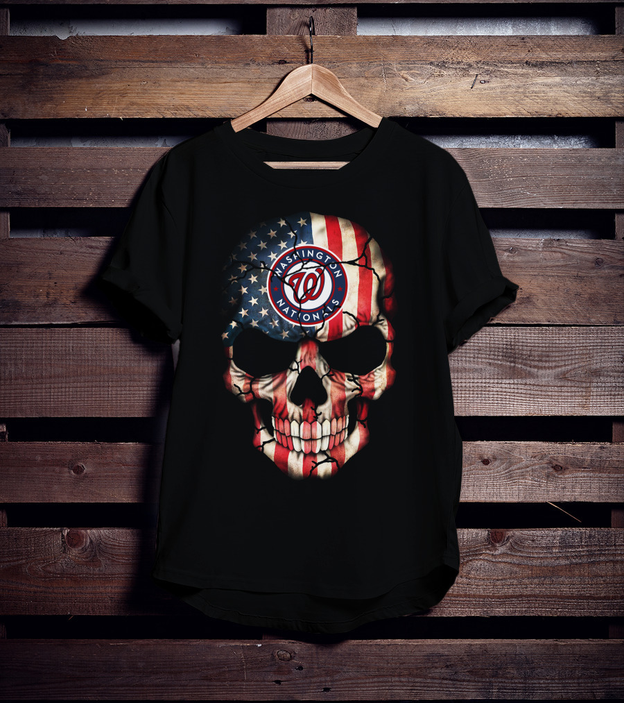 Washington Nationals American Flag Skull T-Shirt