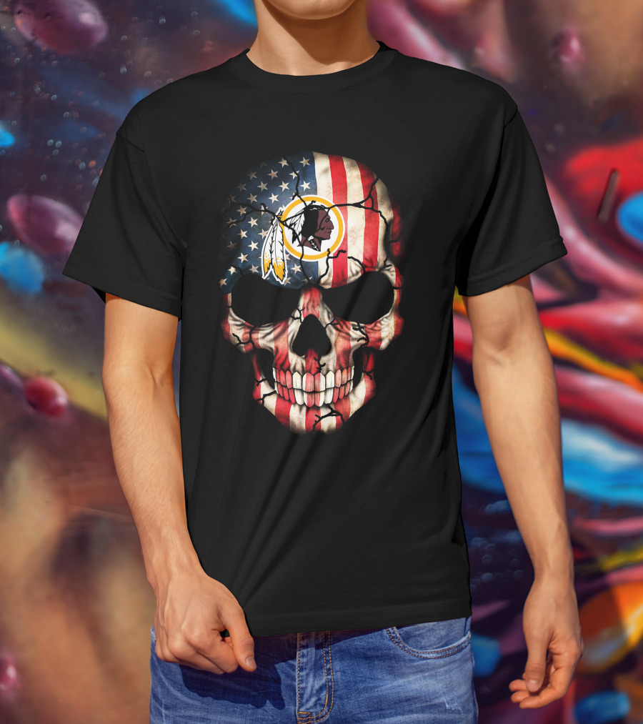 Usa Flag Skull Washington Redskins T-Shirt