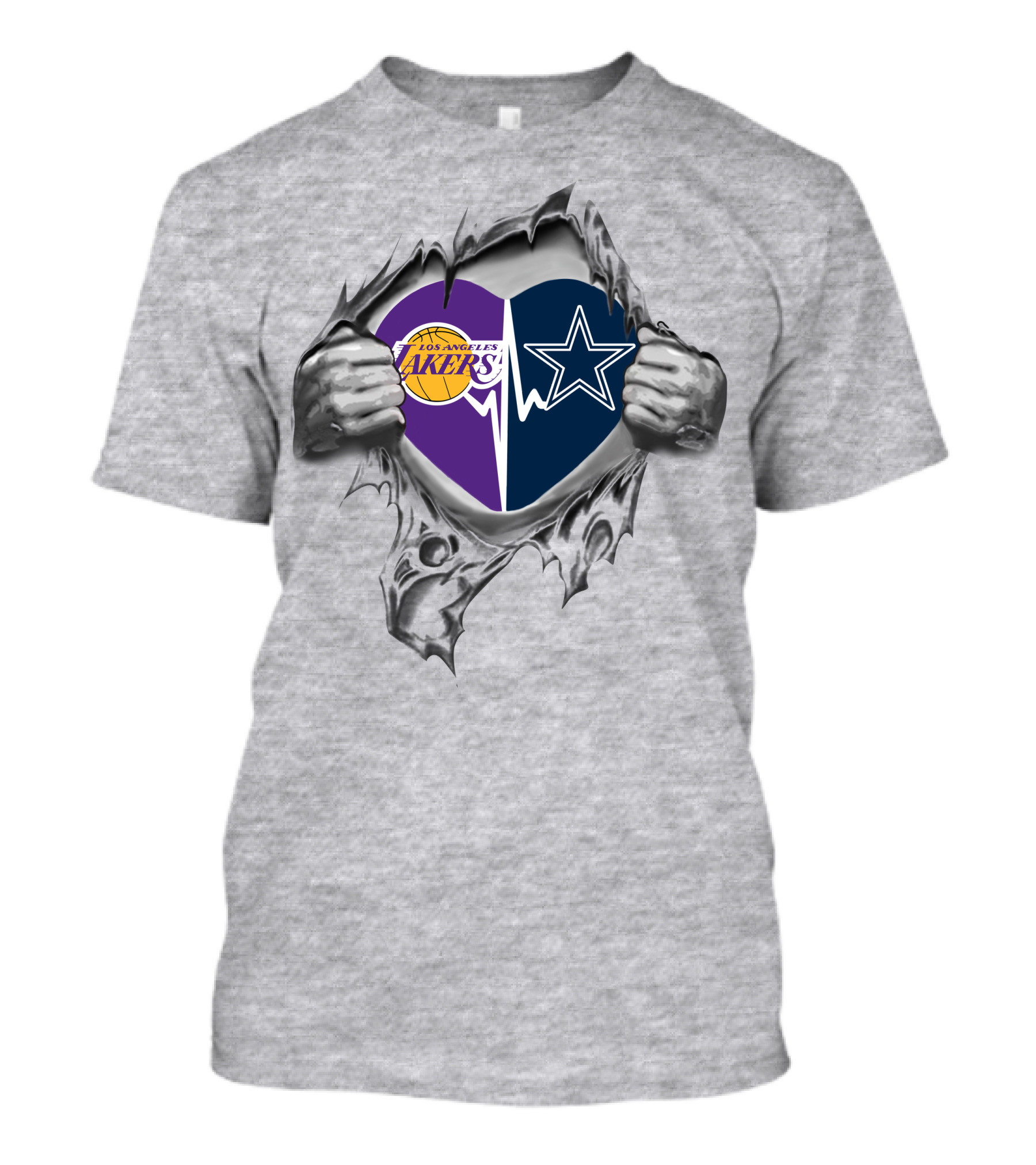 Los Angeles Lakers Dallas Cowboys Heartbeat T-Shirt