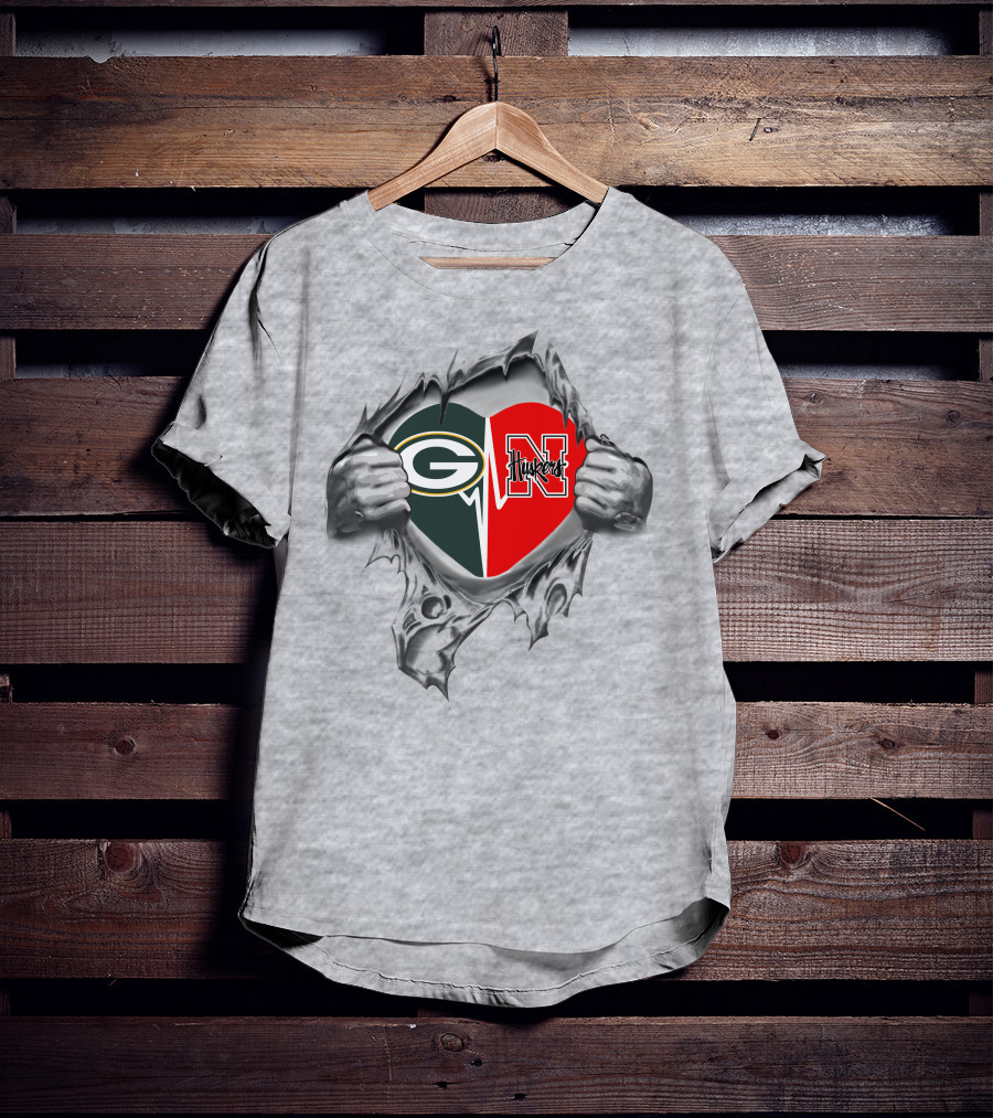 Packers Green Bay Nebraska Cornhuskers Heart T-Shirt