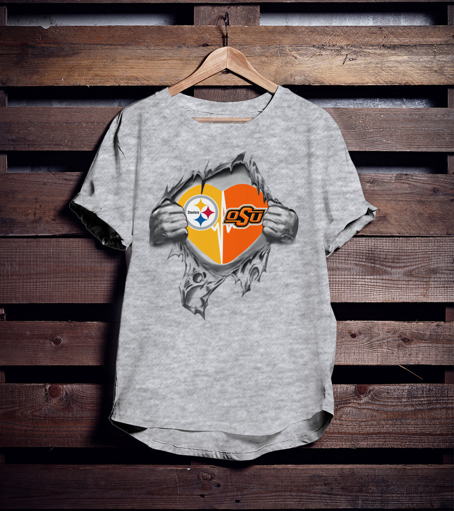 Steelers Oklahoma State Cowboys Heartbeat T-Shirt