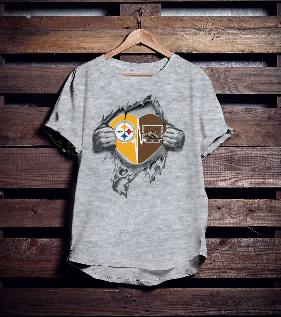 Steelers Western Michigan Broncos Heart Loyalty Fan T-Shirt