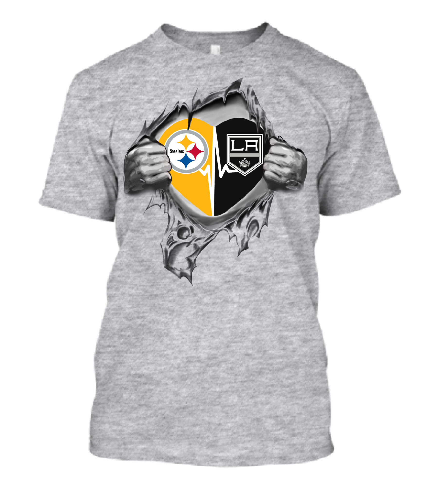 Steelers Los Angeles Kings Heartbeat Passion Fan Pride T-Shirt