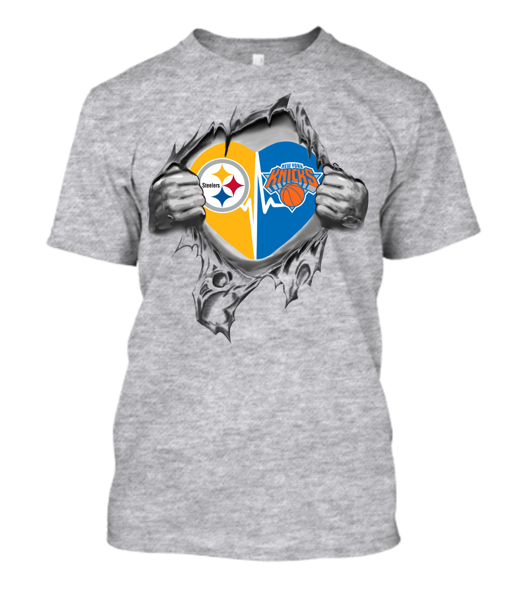 Steelers New York Knicks Heart Inside Rip T-Shirt