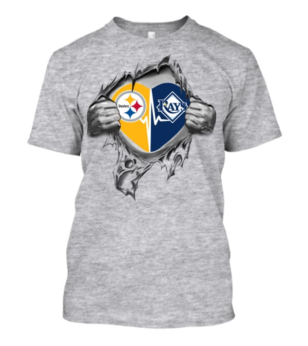 Steelers And Tampa Bay Rays Heartbeat Loyalty Fan T-Shirt