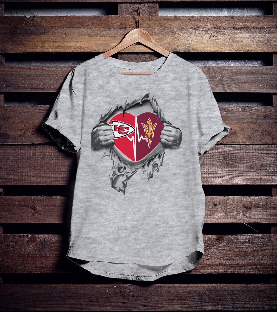 Chiefs Arizona State Sun Devils Heartbeat Passion T-Shirt