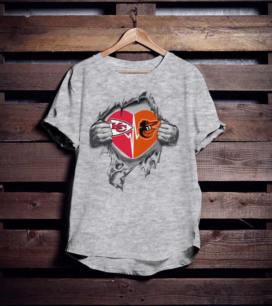 Chiefs Baltimore Orioles Heartbeat Passion T-Shirt