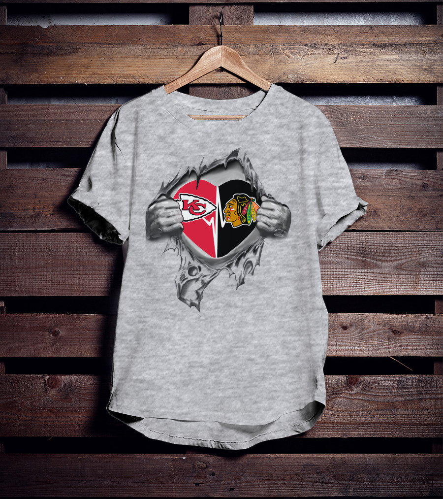 Chiefs Chicago Blackhawks Heart T-Shirt