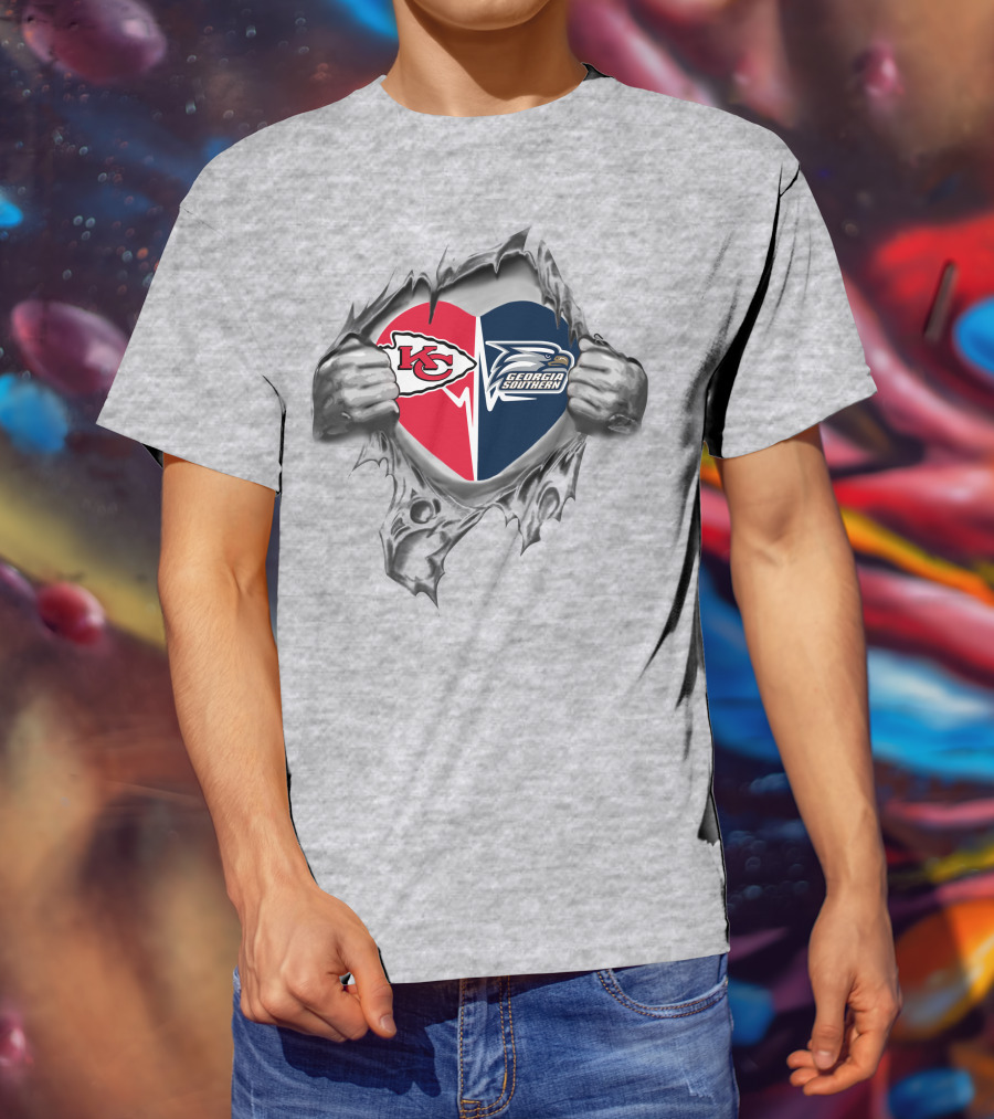 Chiefs Georgia Southern Heart Torn Reveal T-Shirt
