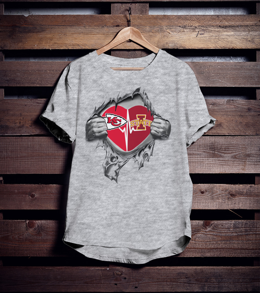Kansas City Chiefs Iowa State Cyclones Heart Symbol T-Shirt