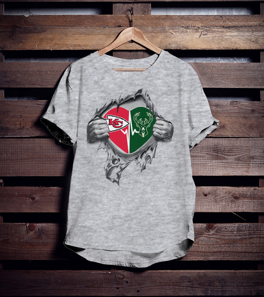 Chiefs Milwaukee Bucks Heart T-Shirt