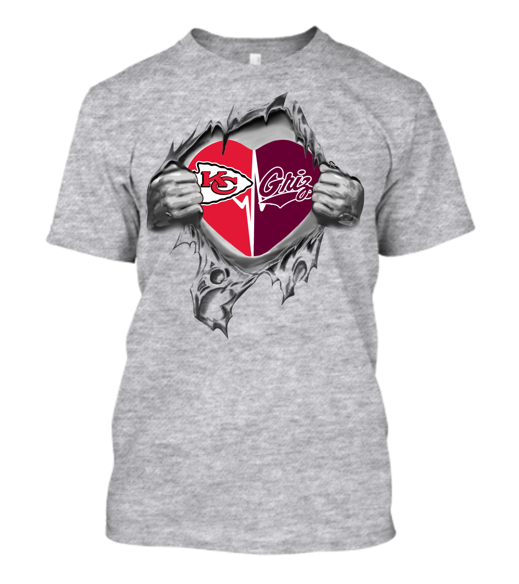 Chiefs Grizzlies Heart Kansas City Montana Passion T-Shirt