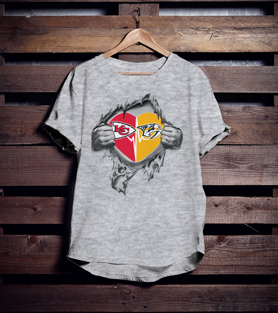 Chiefs Nashville Predators Heart T-Shirt