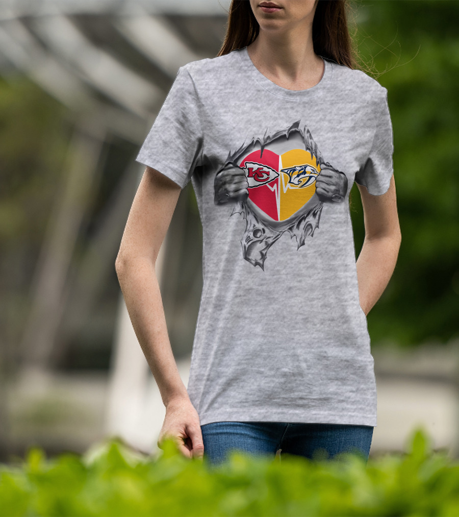 Chiefs Nashville Predators Heart T-Shirt