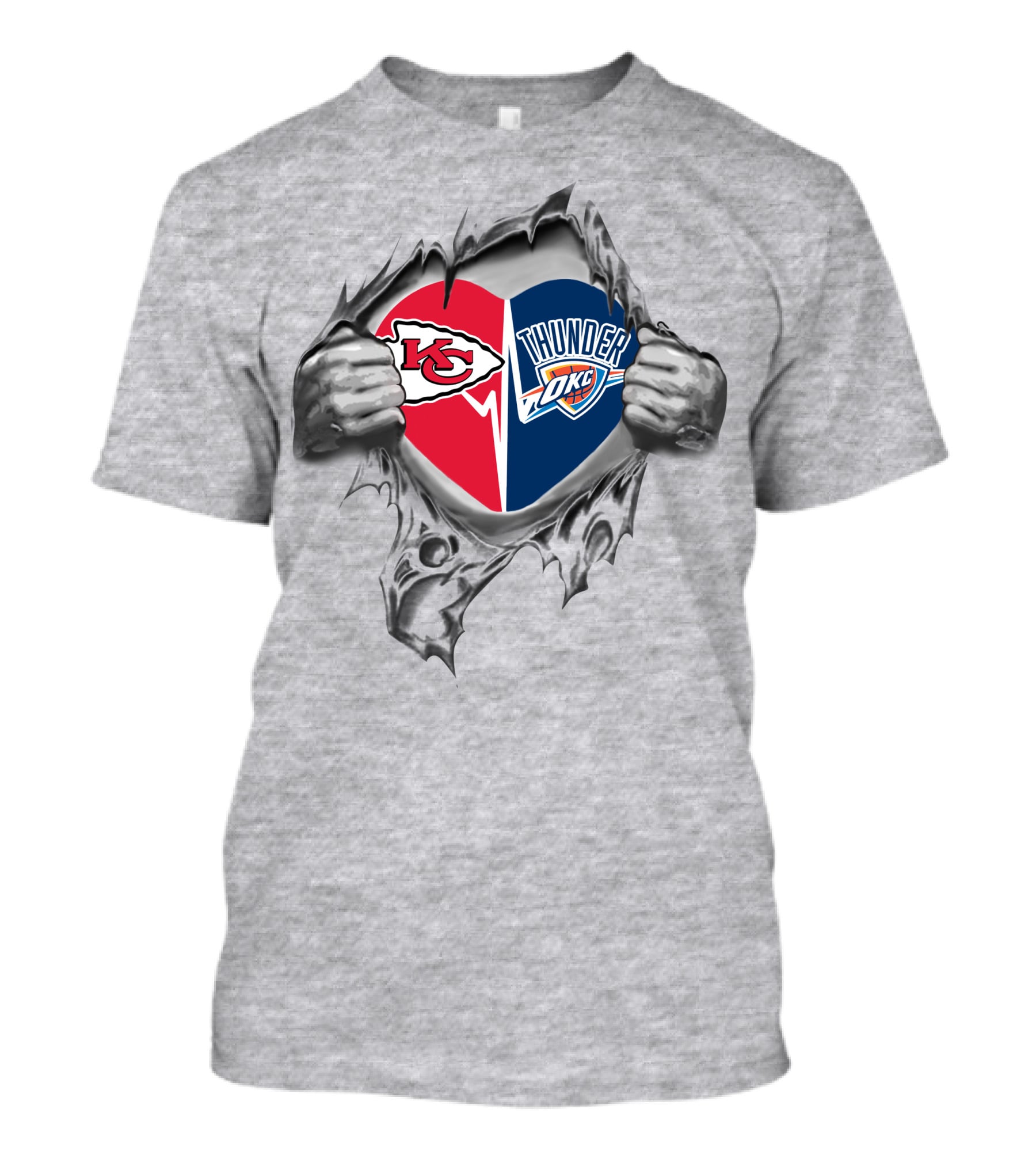 Chiefs Thunder Okc Heart Rip T-Shirt