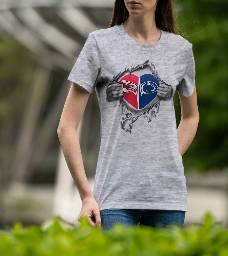 Chiefs Penn State Nittany Lions Heart Logo Football Fan Passion T-Shirt