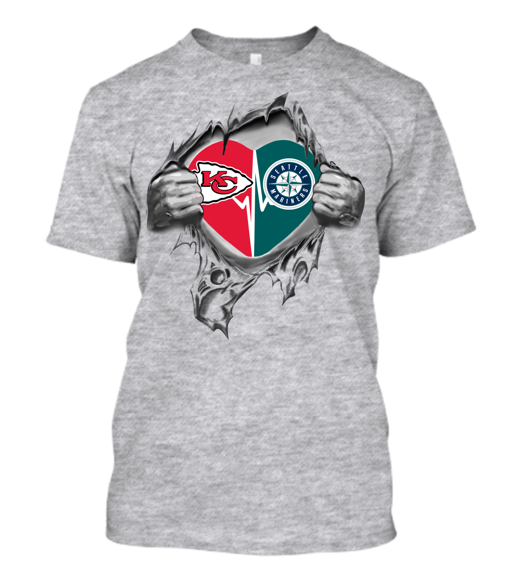 Chiefs Seattle Mariners Heart Torn Open T-Shirt