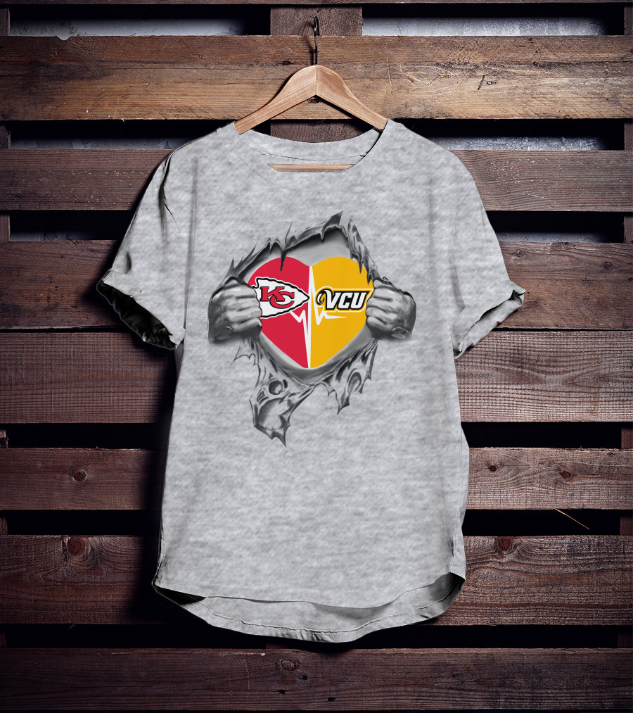 Chiefs Vcu Rams Heartbeat Unity T-Shirt