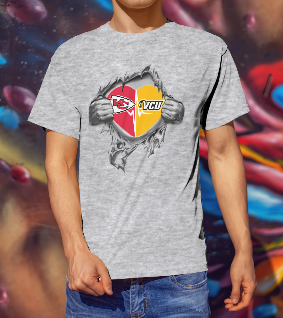Chiefs Vcu Rams Heartbeat Unity T-Shirt
