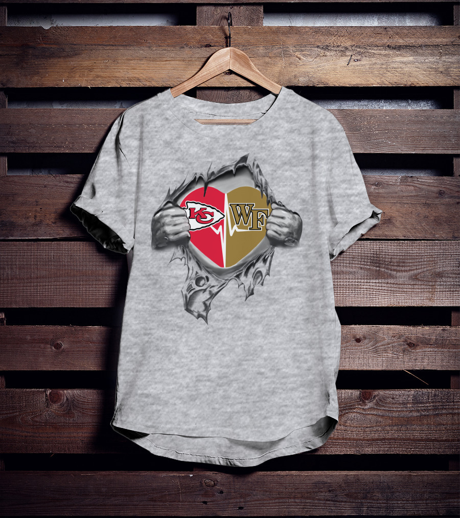 Chiefs Wake Forest Heart Logo Football Fan Pride T-Shirt