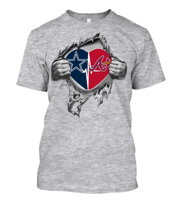Cowboys Star And Atlanta Braves Heart Combo T-Shirt