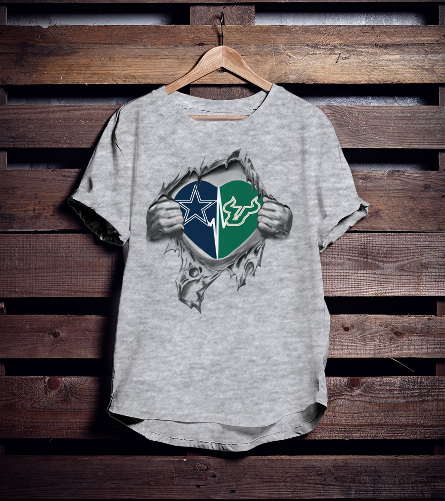 Cowboys South Florida Bulls Heart T-Shirt