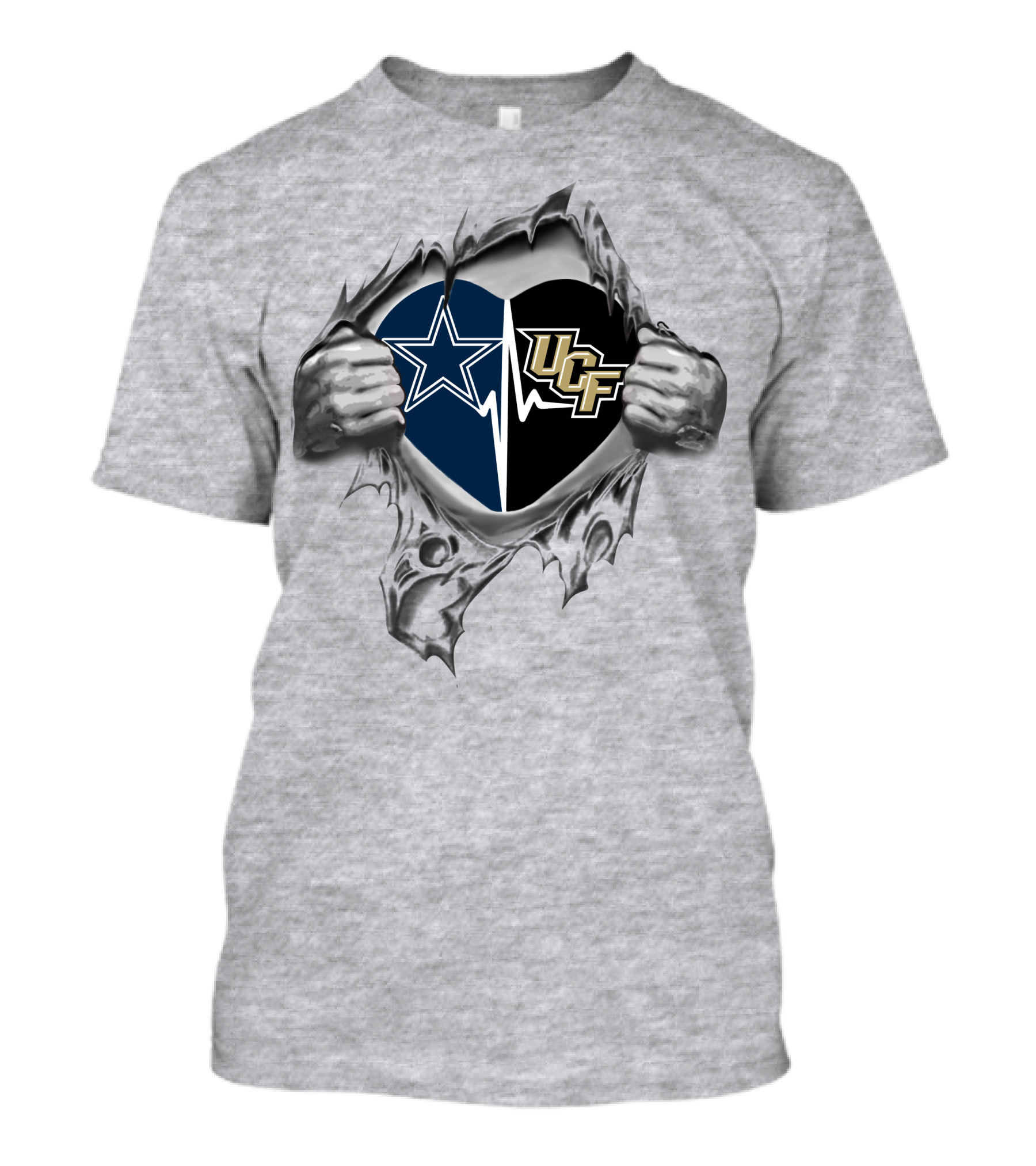 Cowboys Ucf Knights Heartbeat Logo Blend T-Shirt