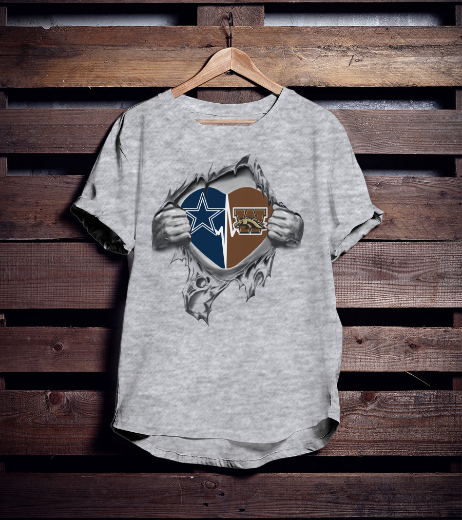 Cowboys Western Michigan Broncos Heart Logo Fusion T-Shirt