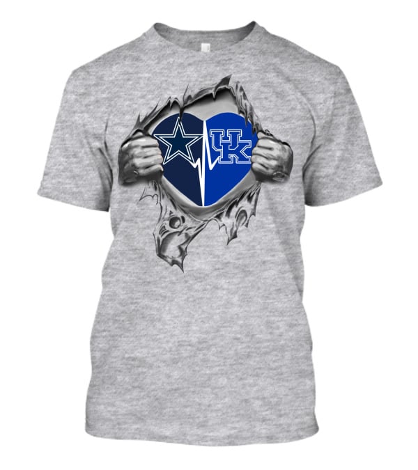 Cowboys Star And Kentucky Wildcats Uk Heartbeat In My Heart T-Shirt