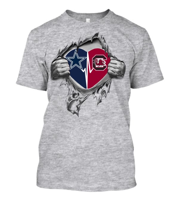 Cowboys Star South Carolina Gamecocks Heart T-Shirt
