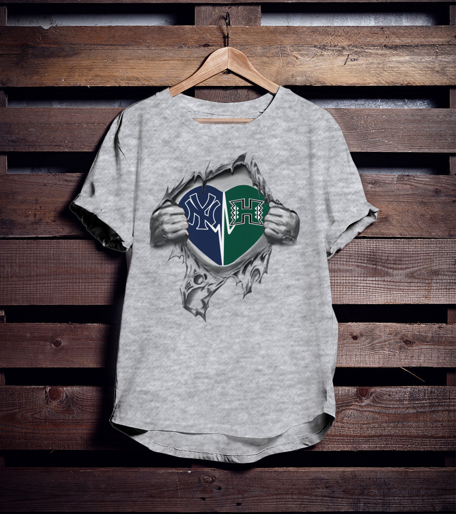 Yankees Hawai'i Rainbow Warriors Heart T-Shirt