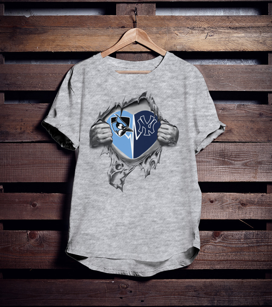 Yankees John Hopkins Heart Blue Jay Ny Logos T-Shirt