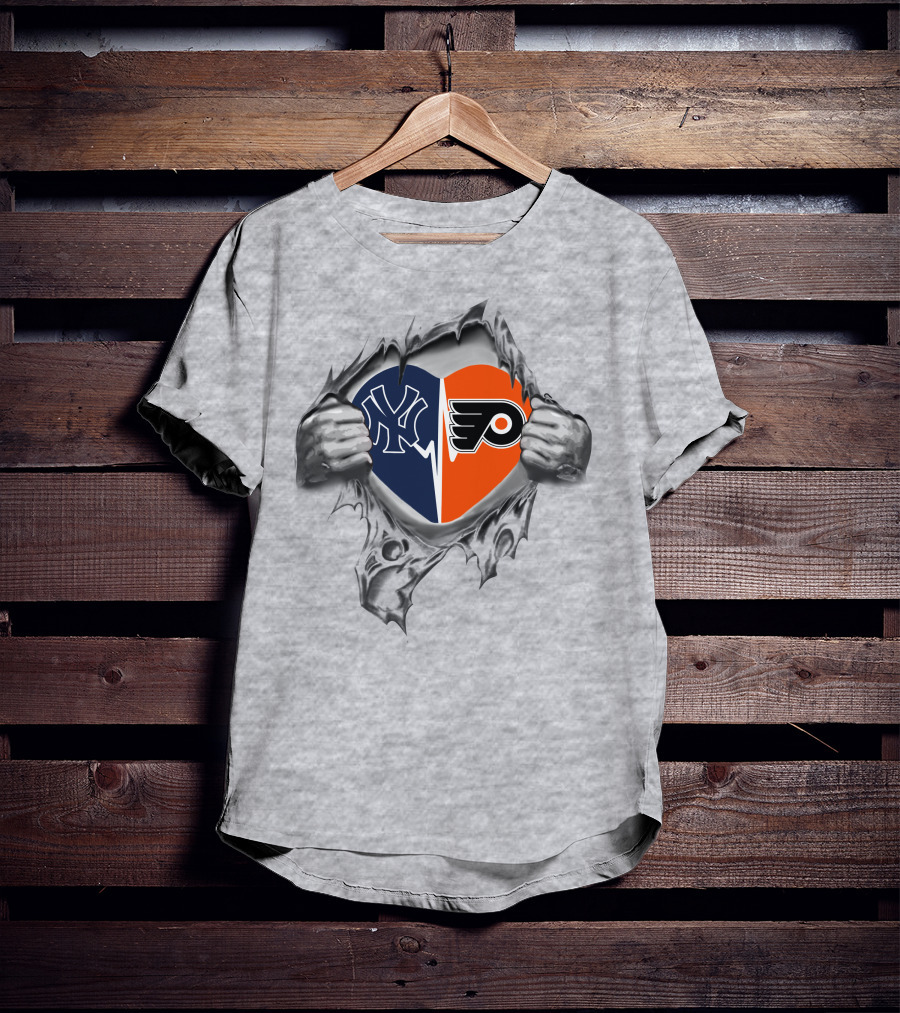 Yankees Flyers Heart Logo Fusion T-Shirt