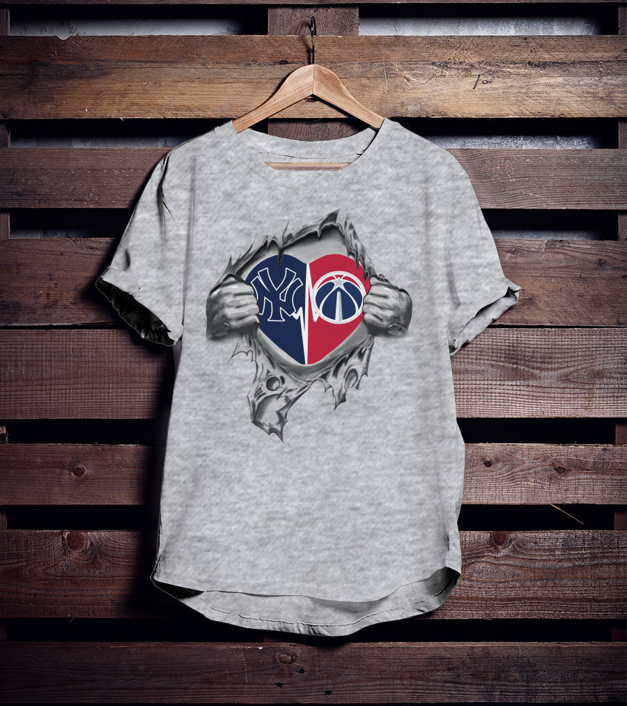 Yankees Washington Wizards Heart Logo Torn T-Shirt