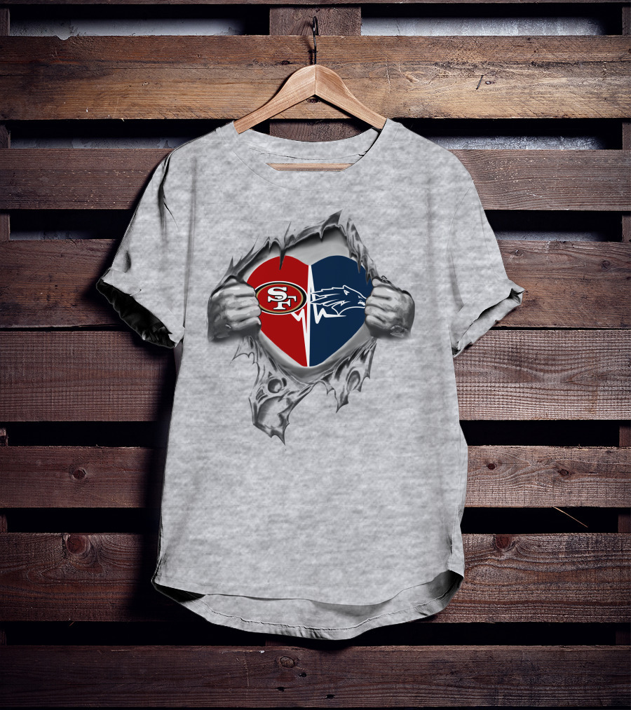 49ers Nevada Wolf Pack Heart Dual Loyalty T-Shirt