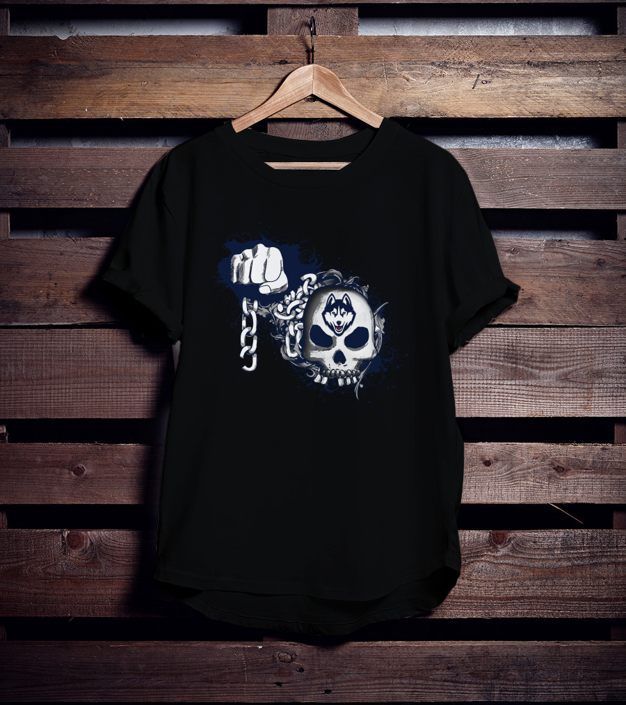 Uconn Huskies Skull And Chain Fist T-Shirt
