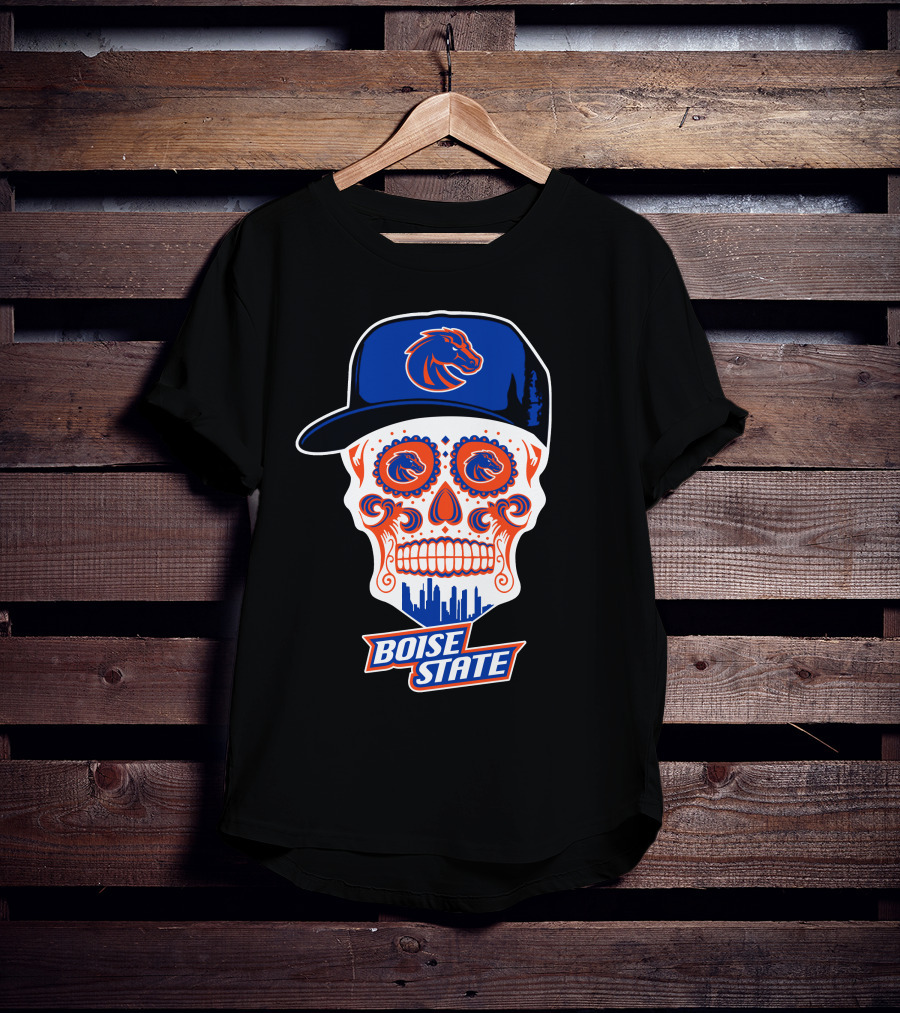 Boise State Broncos Skull Hat Skyline T-Shirt