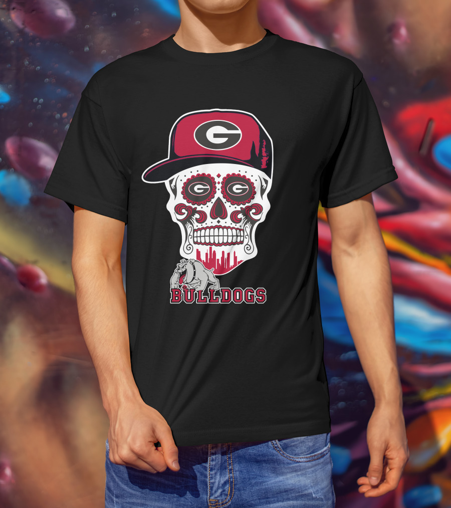 Georgia Bulldogs Skull Cap Funny Bulldogs T-Shirt