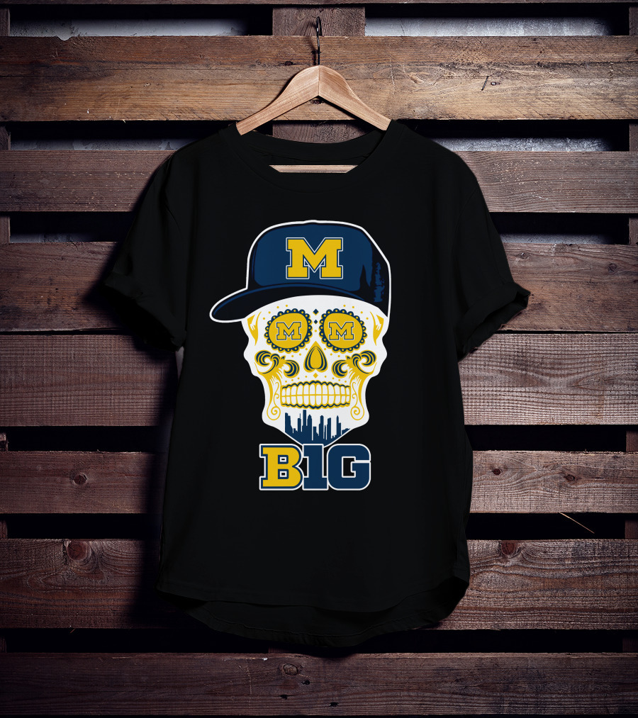 Michigan Wolverines Big Ten Skull Cap T-Shirt