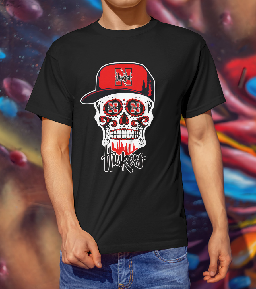 Nebraska Huskers Skull Hat Funny T-Shirt