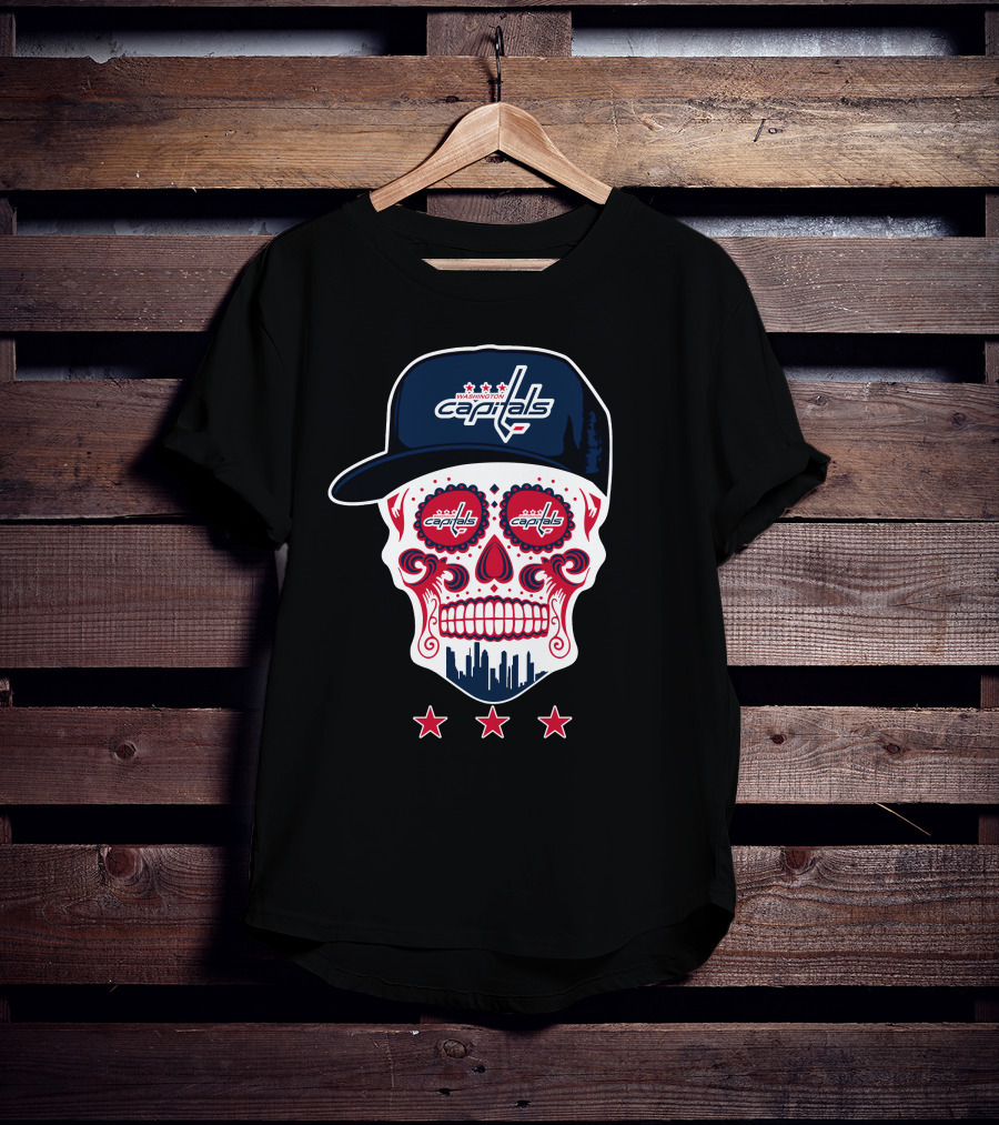 Washington Capitals Skull Design Playful Hockey Team T-Shirt