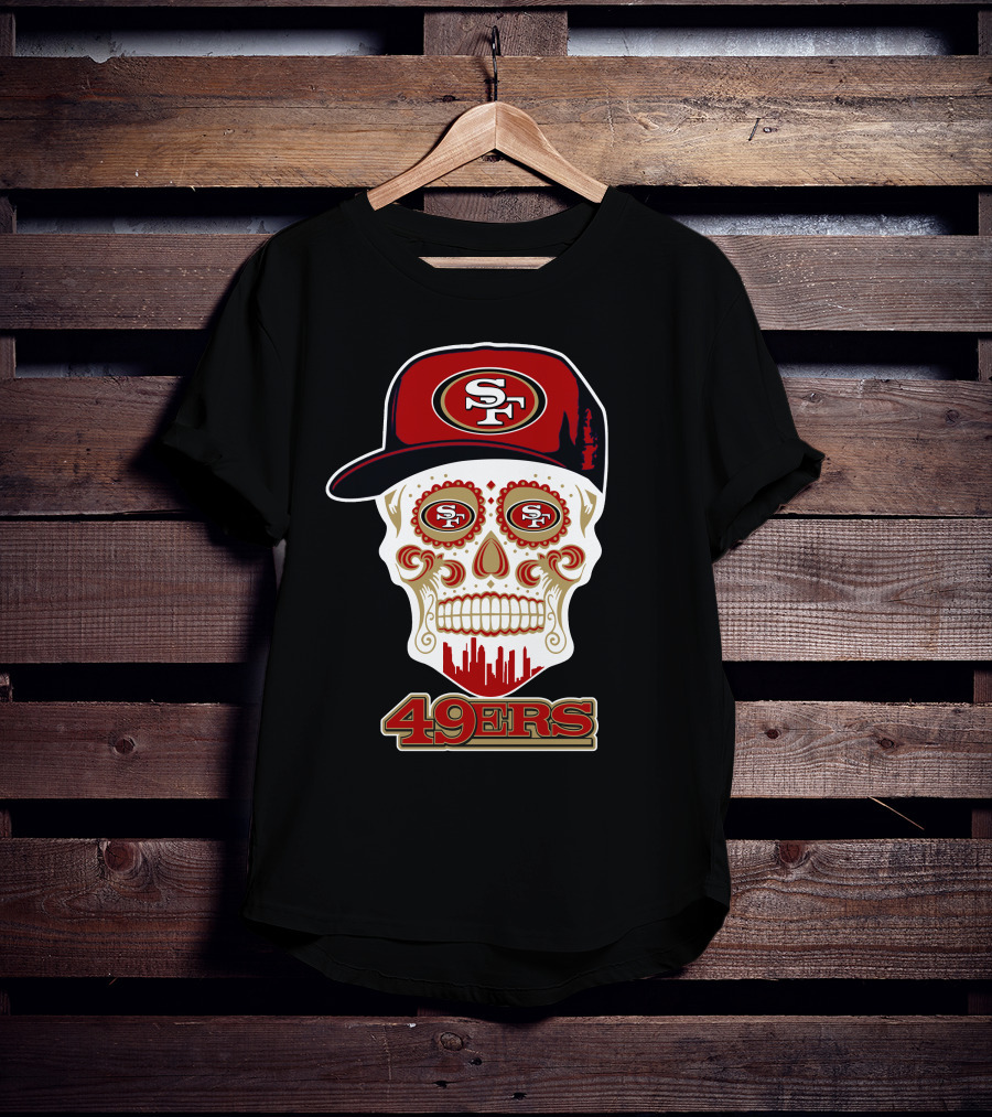 Sf 49ers Skull With Cap 49ers T-Shirt