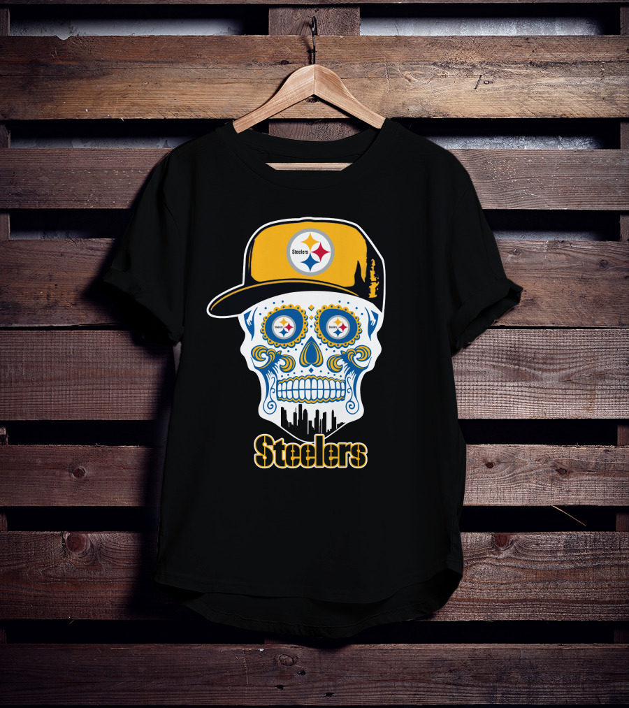 Pittsburgh Steelers Skull City Skyline Snapback T-Shirt