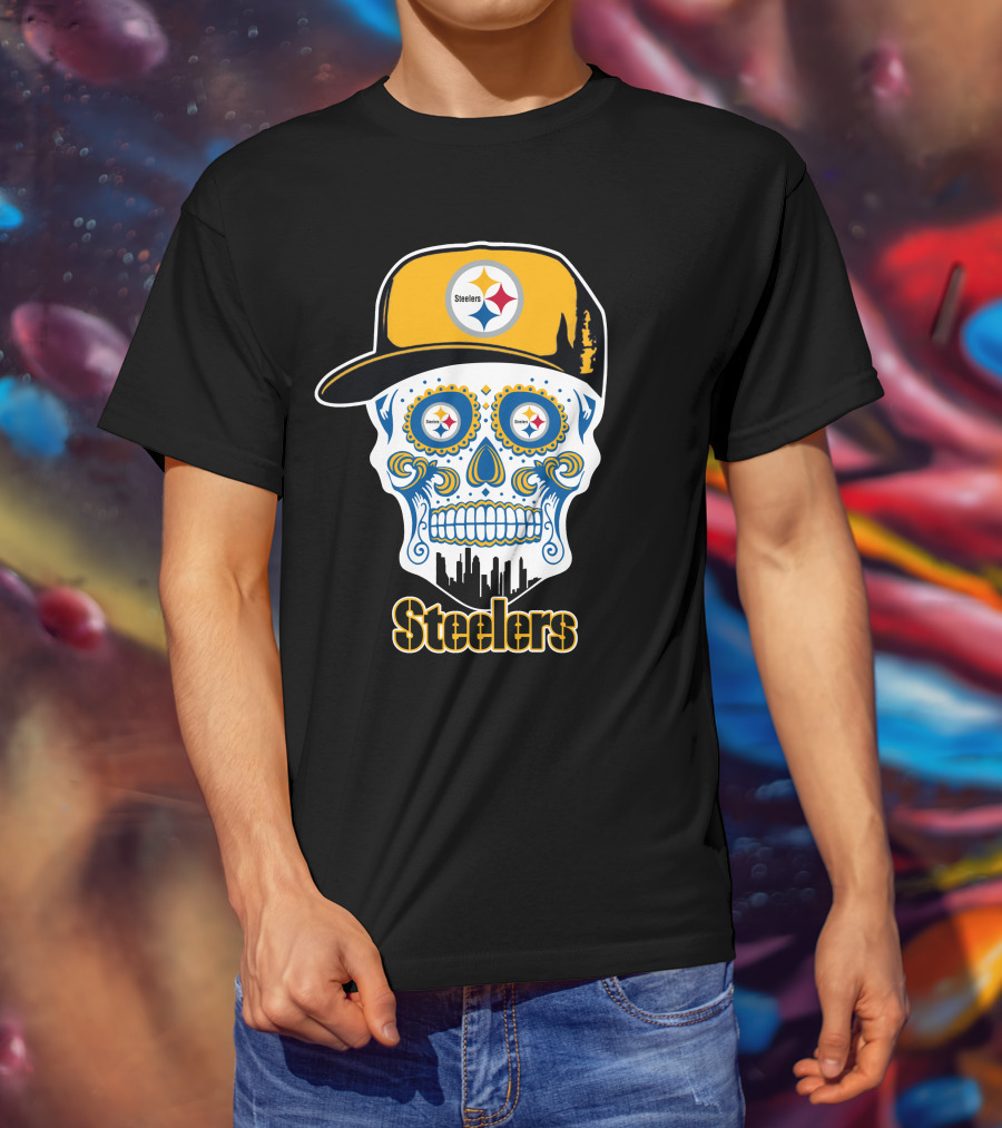 Pittsburgh Steelers Skull City Skyline Snapback T-Shirt