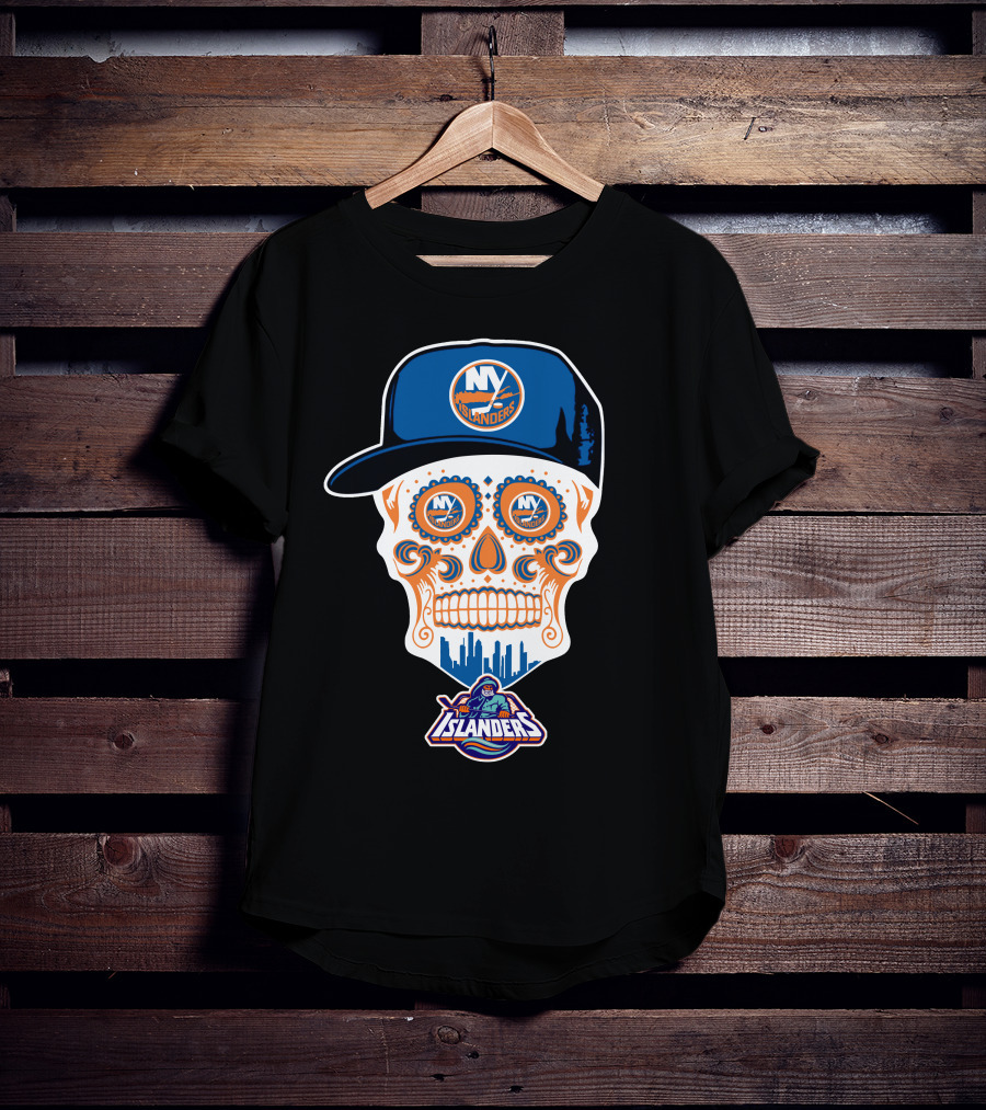 New York Islanders Skull With Cap T-Shirt