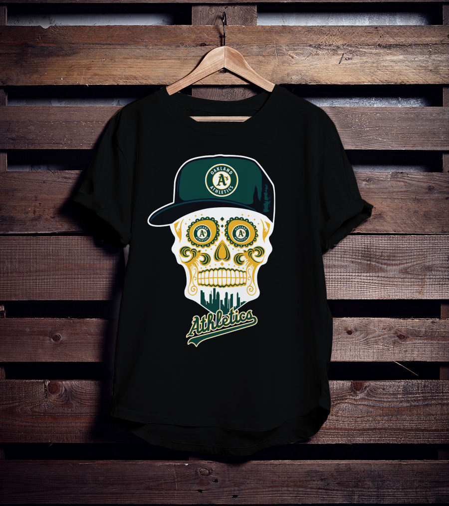 Oakland Athletics A's Skull Cityscape Funny T-Shirt