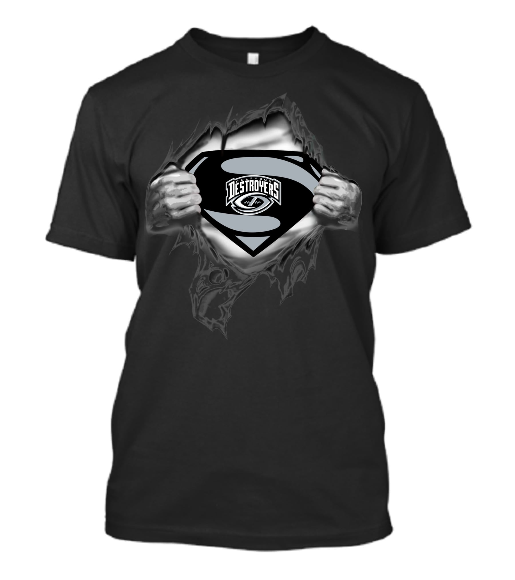 Columbus Destroyers Superman Logo With Shield And Hands T-Shirt