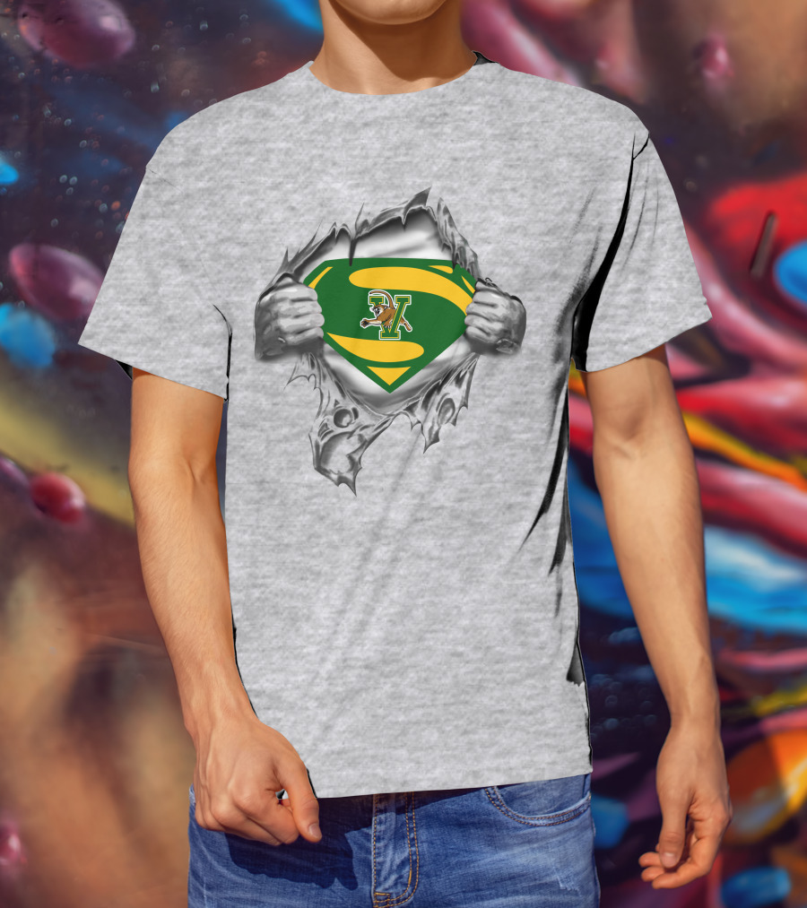 Vermont Catamounts Superman Logo Tear Open T-Shirt